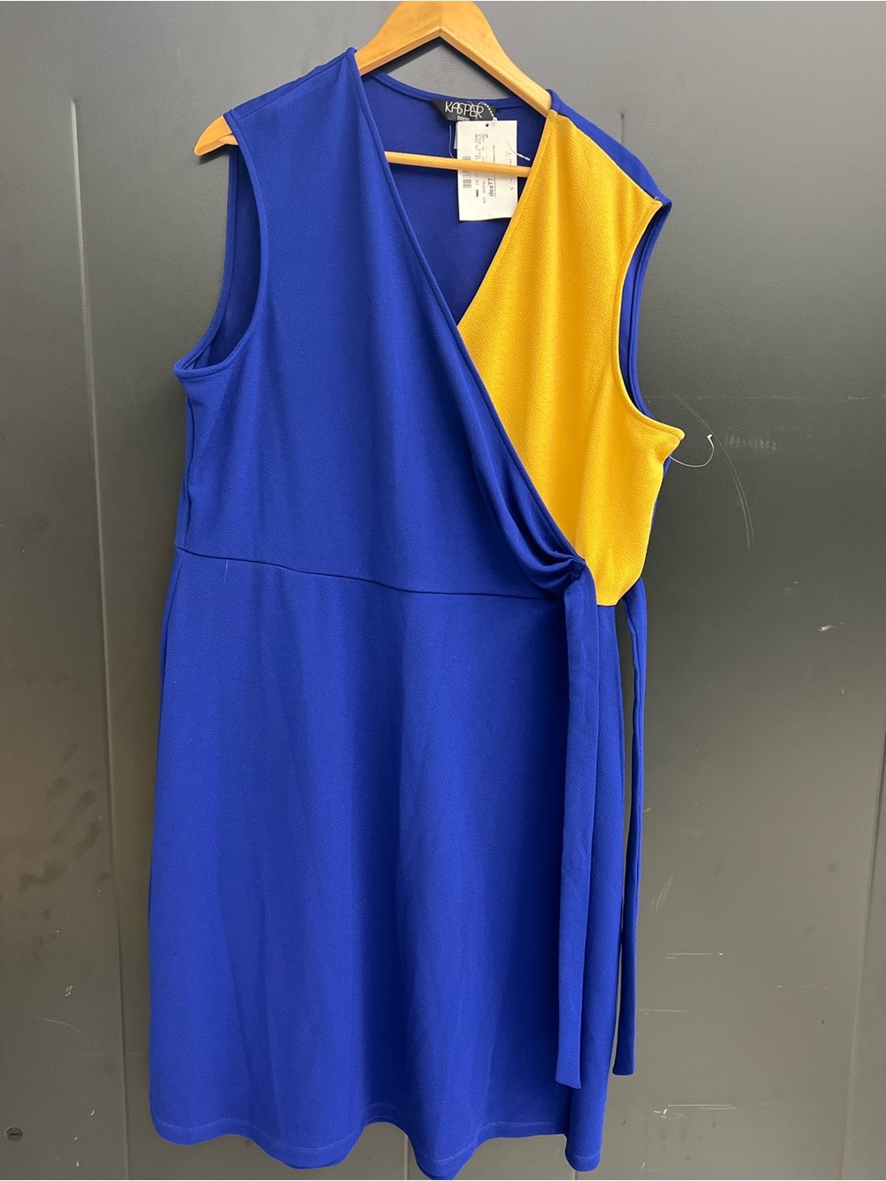Kasper Royal Blue and Mustard Wrap Midi Dress